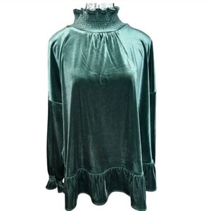 Soft Surroundings Green Velour Turtleneck Size Large NWT